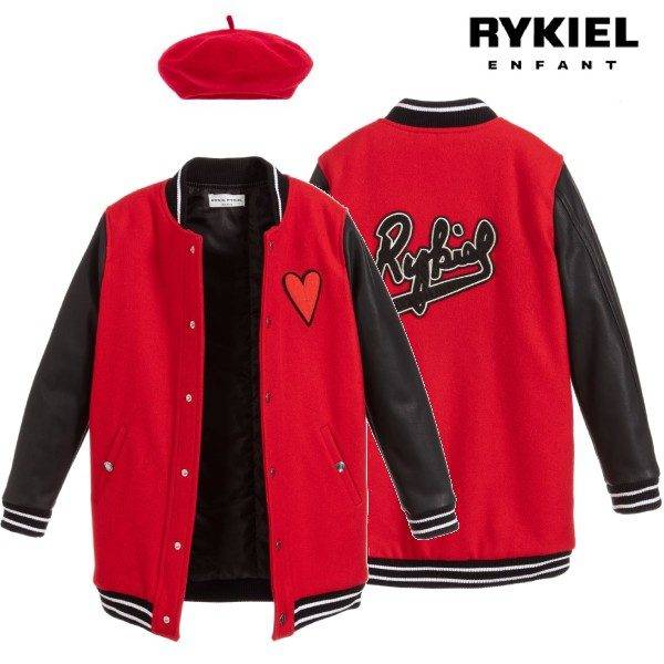Sonia Rykiel Paris Girls Red Wool Bomber Coat Red Beret
