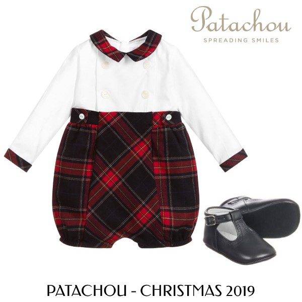 Patachou Baby Christmas White & Red Check Shortie
