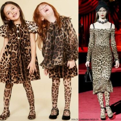 DOLCE Gabbana Leopard Print Velvet Mini Me Runway Dress