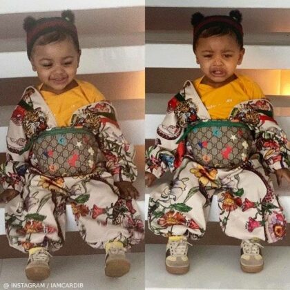 Cardi B Daughter Kulture Gucci Baby Girl Mini-Me Flora Print Zip Up Sweatshirt & Jogger Pants