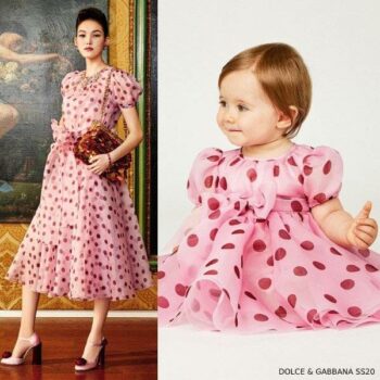 Dolce & Gabbana Baby Girl Mini Me Pink Silk Polka Dot Dress
