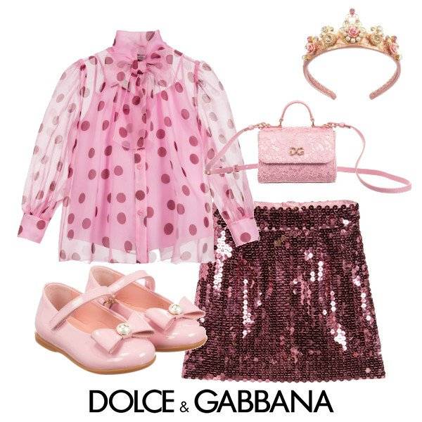 Dolce & Gabbana Girl Mini-Me Pink Polka Dot Silk Organza Blouse & Skirt Spring 2020