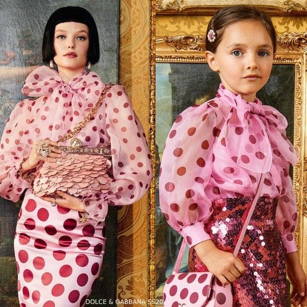 Dolce & Gabbana Girl Mini Me Pink Polka Dot Silk Organza Blouse