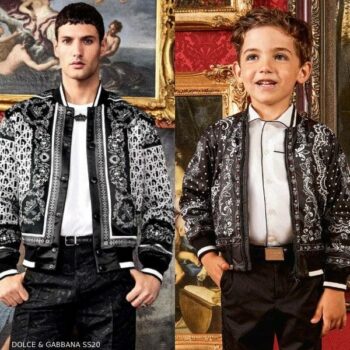 Dolce Gabbana Boys Mini Me Black White DNA Bomber Jacket