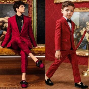 Dolce & Gabbana Boys Mini Me DNA Red Jacquard Suit