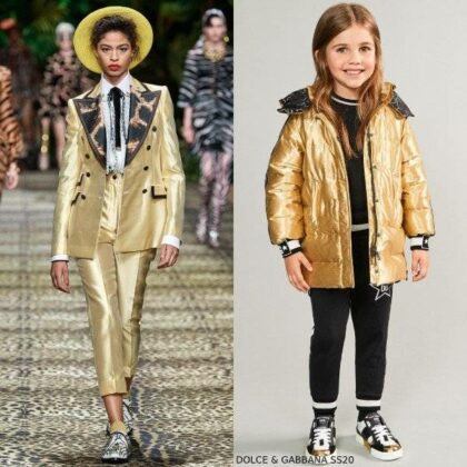 Dolce & Gabbana Girls Mini Me Gold Millennials Star Down Coat