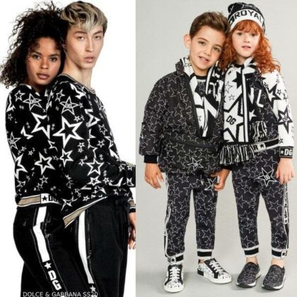 Dolce & Gabbana Kids Mini Me Black & White Millennials Star Jacket & Joggers