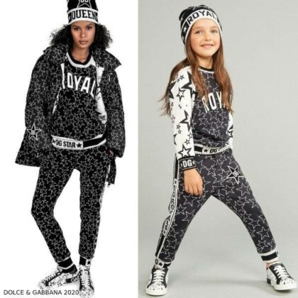 Dolce & Gabbana Kids Mini Me Black & White Millennials Star Sweatshirt Joggers