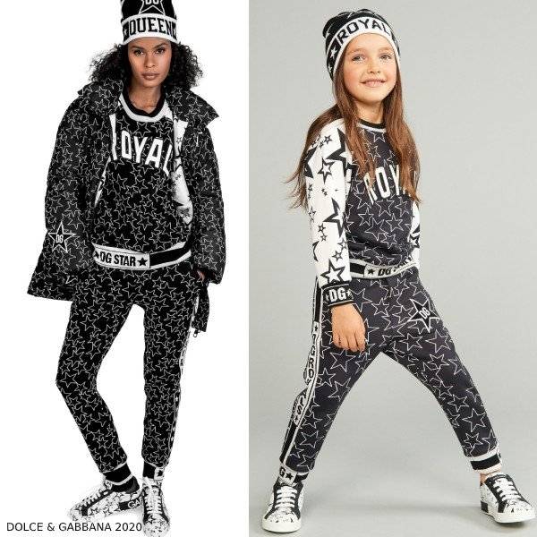 Dolce & Gabbana Kids Mini Me Black & White Millennials Star Sweatshirt Joggers