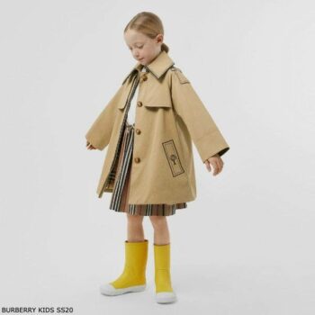 Burberry Kids Beige Trompe L’Oeil Cotton Swing Trench Coat