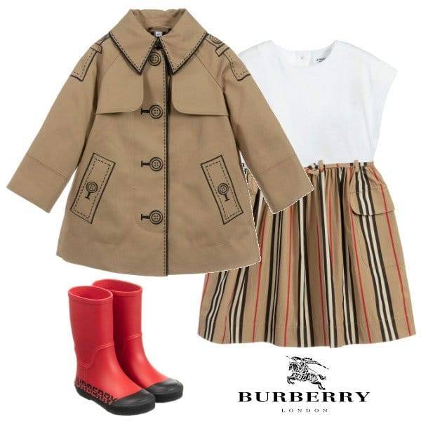 Burberry Kids Beige Trompe L’Oeil Cotton Swing Trench Coat Spring 2020