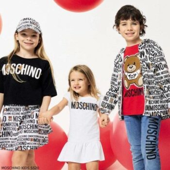 Moschino Kids Mini Me White Black Logo Hooded Jacket & Skirt