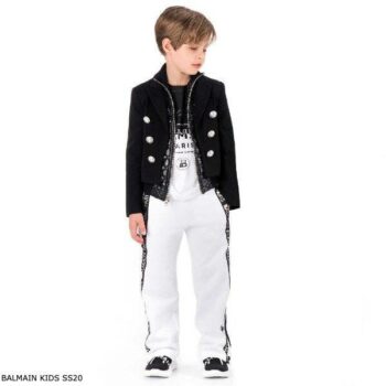 Balmain Boy Mini Me Things Have to Change Black & White T-Shirt Jogger Logo Pants
