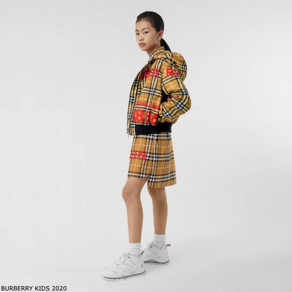 Burberry Girl Mini-Me Brown Horseferry Print Check Hooded Jacket & Oxford Shirt Dress
