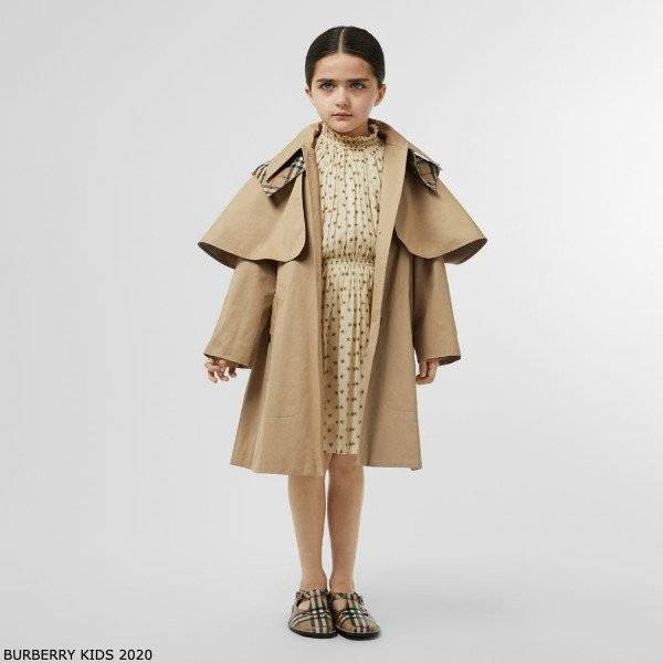 Burberry Girls Beige A-line Trench Coat & Vintage Check Cotton Dress