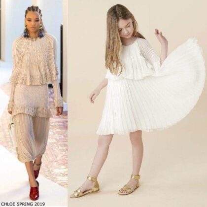 Chloe Girls Mini Me Ivory Pleated Grecian Style Special Occasion Dress