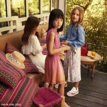 Chloe Girls Mini Me Pink Orange Silk Sheer Crepe Chiffon Dress