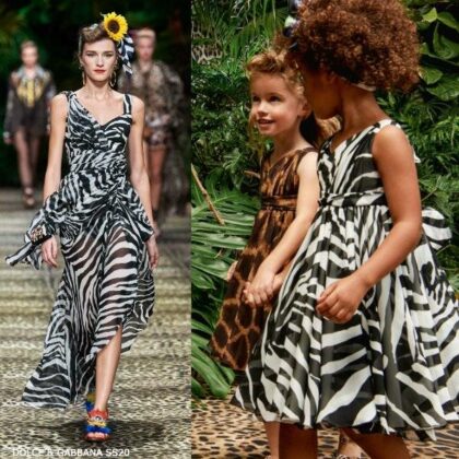 Dolce & Gabbana Girl Mini Me Black & White Zebra Print Silk Dress