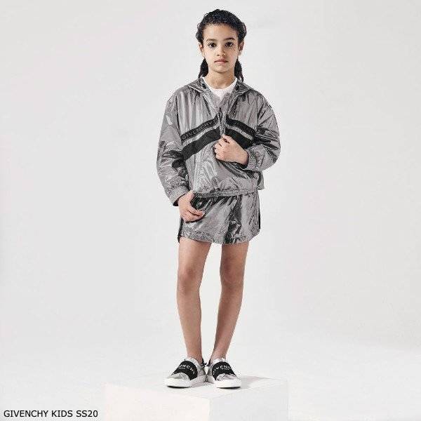Givenchy Girls Mini Me Silver Hooded Jacket & Logo Shorts