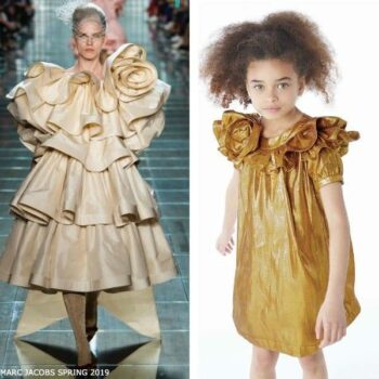 LITTLE MARC JACOBS Gold Silk Special Occasion Dress