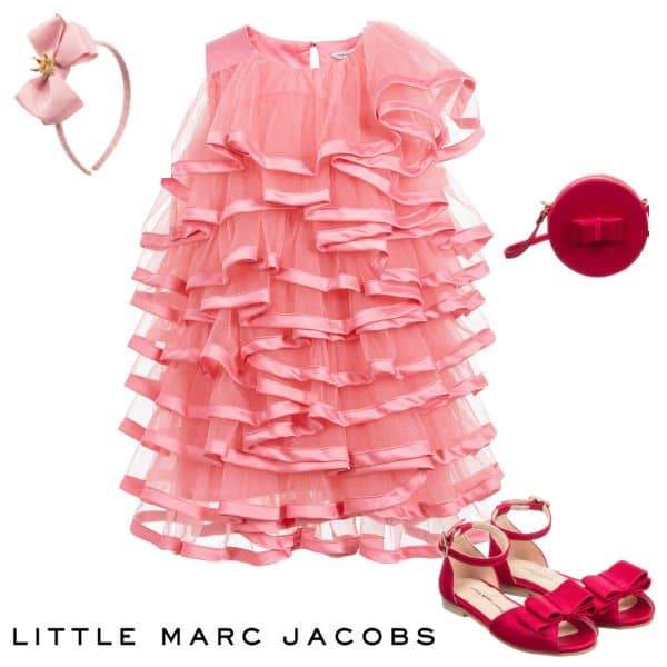LITTLE MARC JACOBS Girls Pink Tulle Silk Ribbon Special Occasion