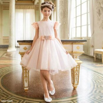 Lesy Girls Rose Gold Sparkly Tulle Special Occasion Dress