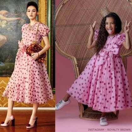 Royalty Brown Birthday Photo - Dolce Gabbana Mini Me Pink Polkadot Mini Me Dress
