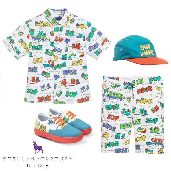 Stella McCartney Kids Boys White Super Dude Shirt Shorts Spring 2020
