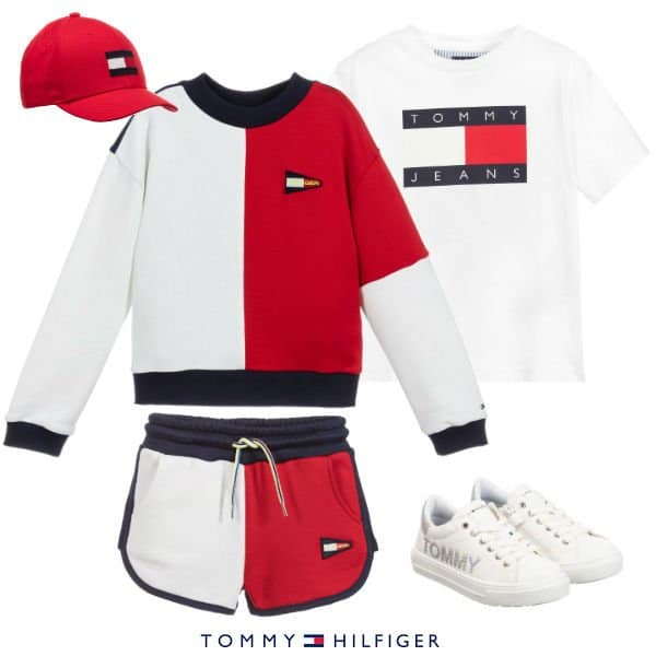 Tommy Hilfiger Kids Girls Red, White & Blue Sweatshirt Shorts Summer 2020