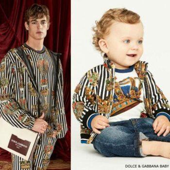 Dolce Gabbana Baby Boy Mini Me Black & White Stipe King's Age Crown Jacket
