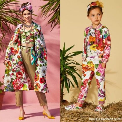 Dolce & Gabbana Girls Mini Me White Blooming Colorful Floral Print Tracksuit
