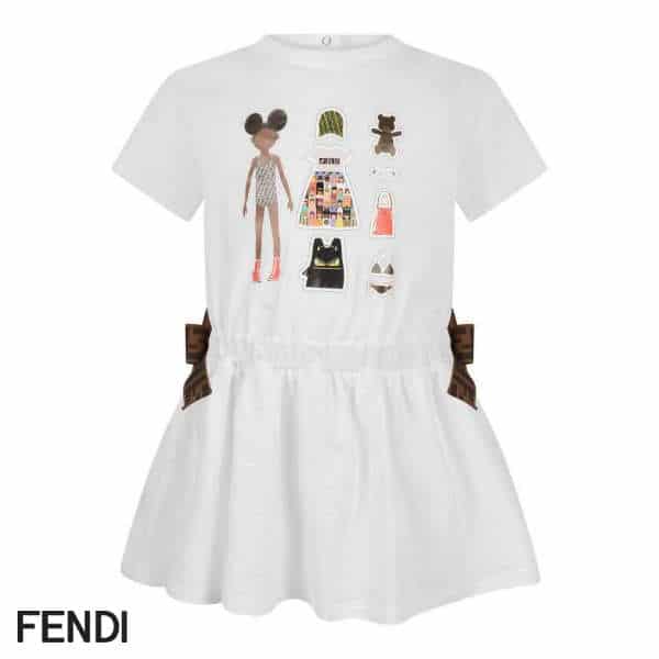 Fendi Baby Girl White FF Friends Dress
