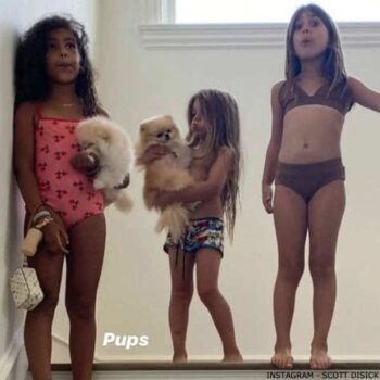 North West Penelope Disick Gucci Girls Pink Cherry Print Swimsuit