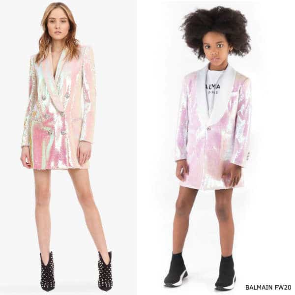 Balmain Girls Mini Me Pink Sequin Blazer Jacket