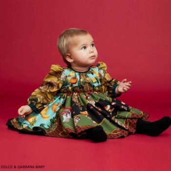 Dolce Gabbana Baby Girl Mini Me In The Wood Fall Print Dress