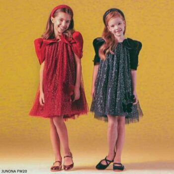 Junona Girls Red Black Sequin Velvet Party Dress