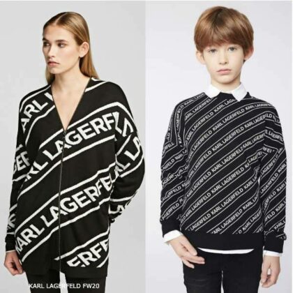KARL LAGERFELD KIDS Mini Me Black Cotton Diagonal Logo Sweatshirt