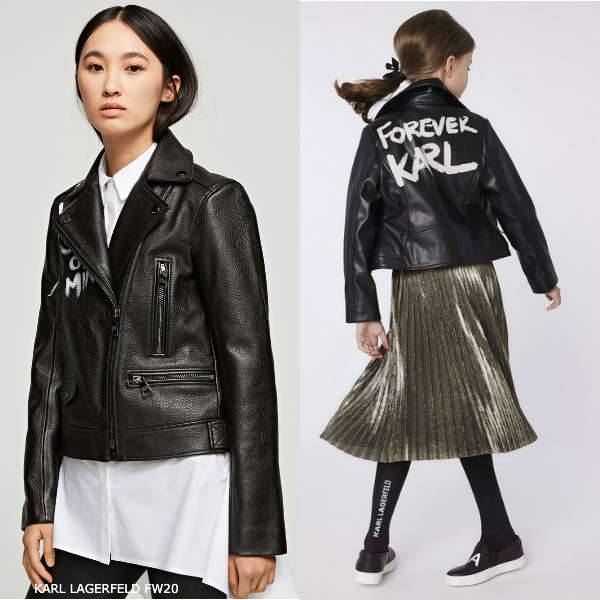 Karl Lagerfeld Girls Forever Leather Jacket Pleated Skirt