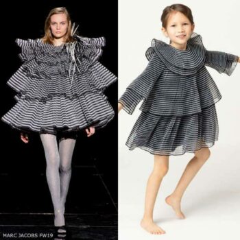 The Marc Jacobs Girls Mini Me Black & Grey Pleated Chiffon Dress