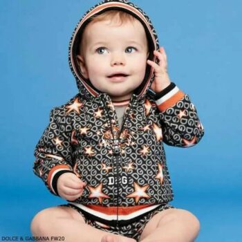 Dolce Gabbana Baby Boy Black Orange Tiger Tracksuit Star Hoodie