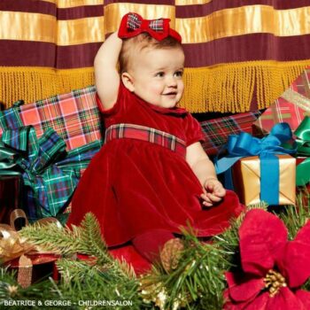 Beatrice George Baby Girl Red Velvet Christmas Party Dress