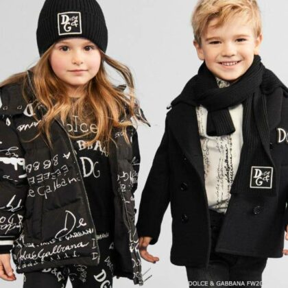 Dolce & Gabbana Kids White & Black Logo Script Ski Coat