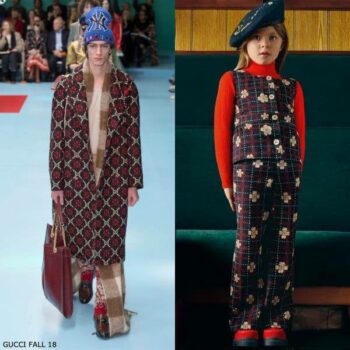 Gucci Girls Mini Me Blue & Red Check Flower Outfit