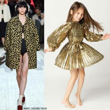 The Marc Jacobs Girls Mini Me Gold & Black Dot Leopard Print Chiffon Party Dress