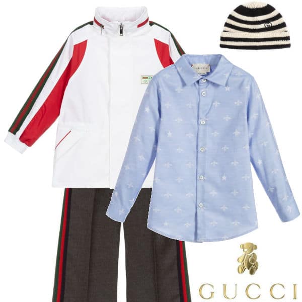 Gucci White Red Web Sports Jacket Grey Stripe Pants