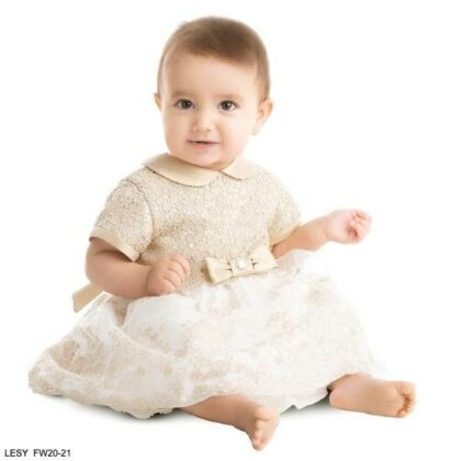 Lesy Baby Girl Gold & Ivory Lace Party Dress
