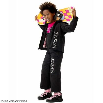 Young Versace Kids Black Logo Padded Ski Jacket Overall Pants