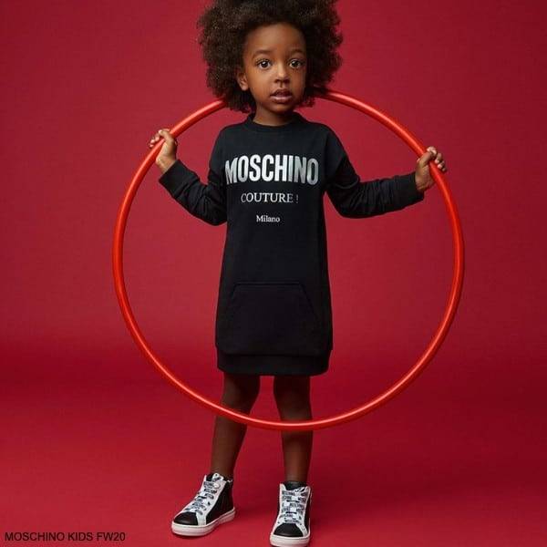 Moschino Kids Baby Girls Black Mini Me Couture Logo Sweatshirt 