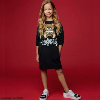 Moschino Kids Girls Black Puzzle Teddy Bear Toy Sweatshirt Dress