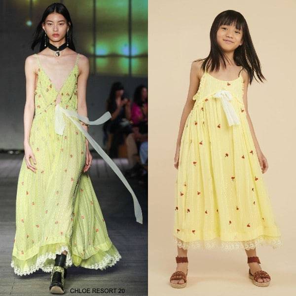 Chloe Girls Mini Me Yellow Red Poppies Silk Chiffon Maxi Special Occasion Dress
